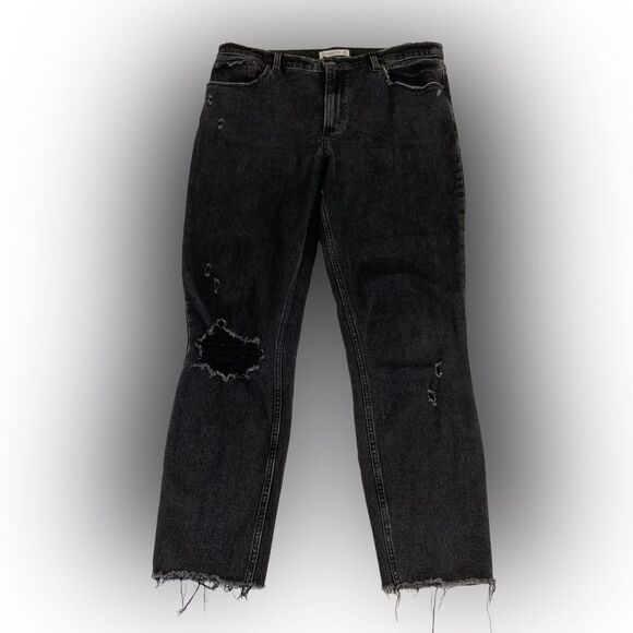 Abercrombie & Fitch Jeans Women’s 31/14 Black The Skinny High Rise Distressed - Picture 1 of 12